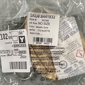 Lands' End Metallic Gold Micro Canvas Tote Charm